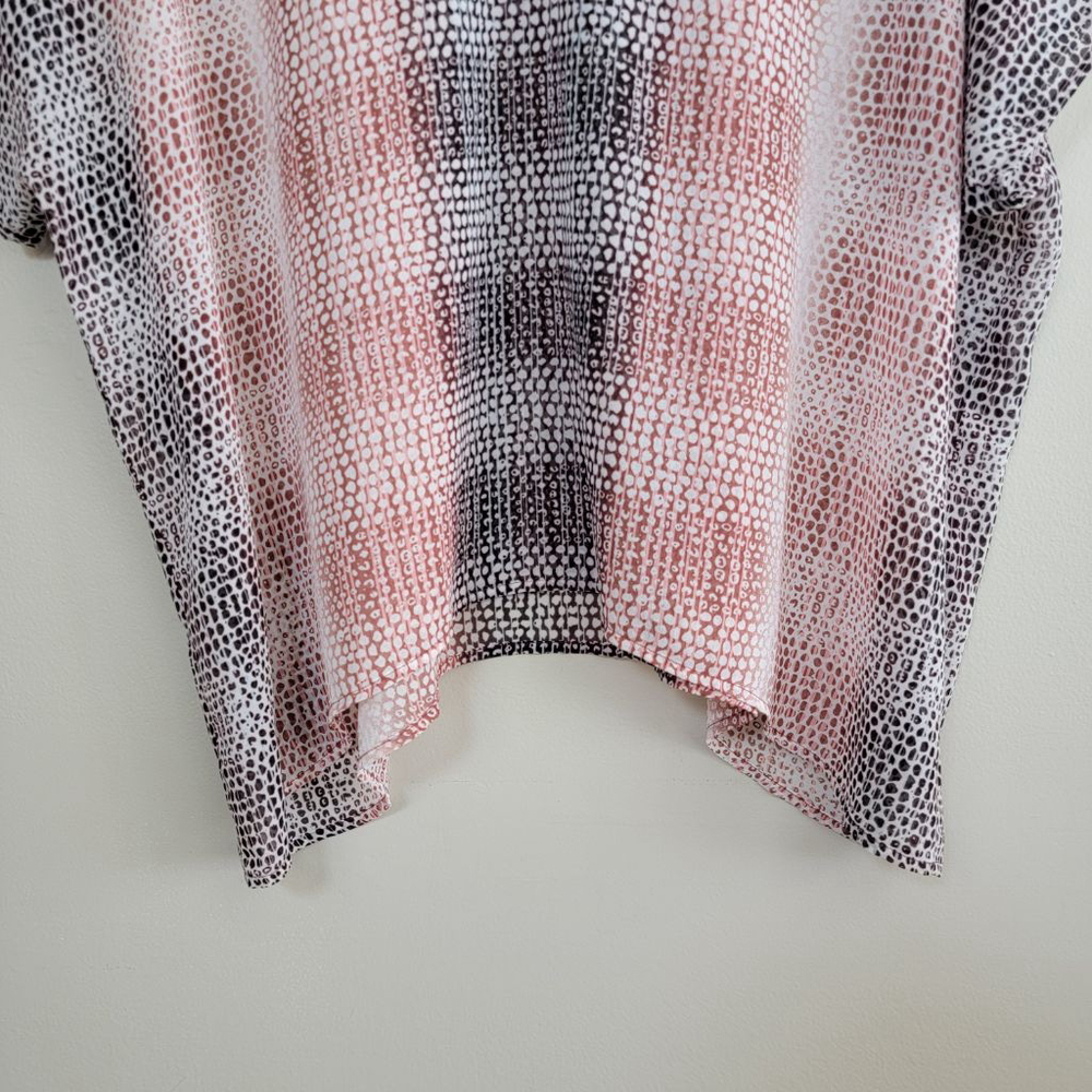 Cabi #240 Sheer Boxy Top Oversized Short Sleeve V Neck Ombre Dot Print Blouse L - Picture 4 of 6